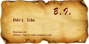 Béri Ida névjegykártya